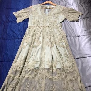 Altar’d State Sage Green Lace Maxi Dress